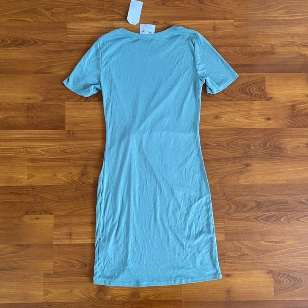 Mint Green Ribbed Mini Dress - Picture 6 of 7